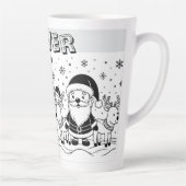 Black and White Santa Claus with Reindeers カフェラテマグ (右)