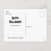 Black and White Scoopy Typography Happy Halloween  シーズンポストカード (裏面)