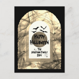 Black and White Scoopy Typography Happy Halloween  シーズンポストカード