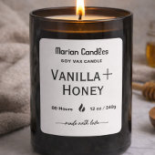 Black and white Script Personalized Candle Label スクエアシール