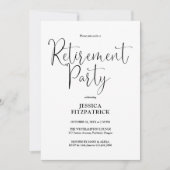 Black And White Script Photo Retirement Party 招待状 (正面)