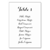 Black and White Script Table Seating Chart Card テーブルナンバー (正面)