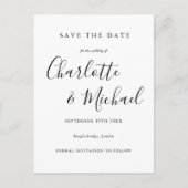 Black And White Script Wedding Save the Date Card ポストカード (正面)