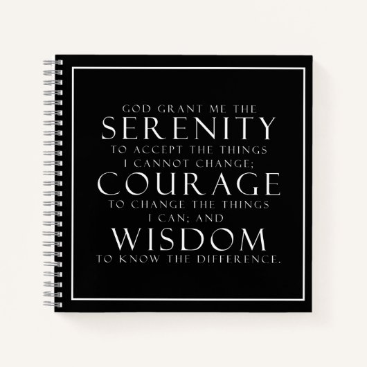 Black and White Serenity Prayer ノートブック (正面)