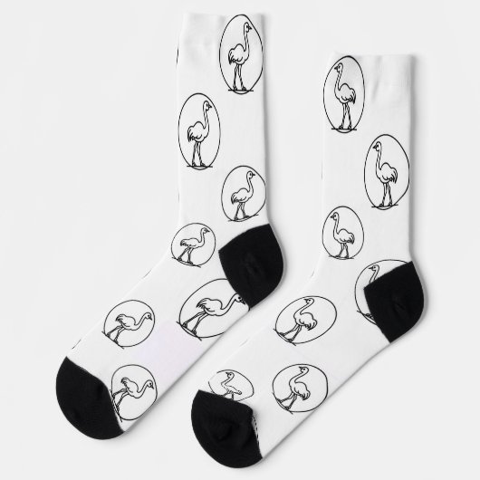Black and White Simple Ostrich Socks ソックス (左)