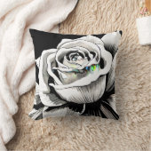 Black and White Single Rose Graphic  クッション (ブランケット)