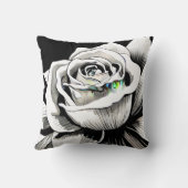 Black and White Single Rose Graphic  クッション (裏面)