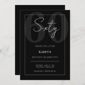 Black and White Sixty 60th Birthday Celebration  招待状 (正面/裏面)