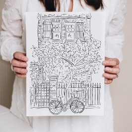 Black and White Sketch New York City Stoopポスター ポスター