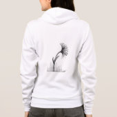 Black and White Sketch of Flower on Hoodie パーカ (裏面)