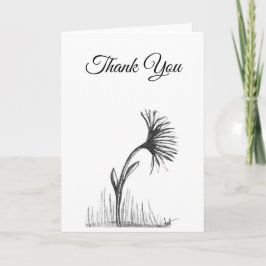 Black and White Sketch of Flower on Note Card カード