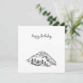 black and white sketch of Mountains サンキューカード (スタンド正面)