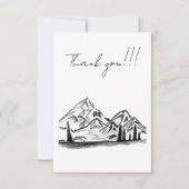 black and white sketch of Mountains サンキューカード (正面)