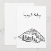 black and white sketch of Mountains シーズンカード (正面/裏面)