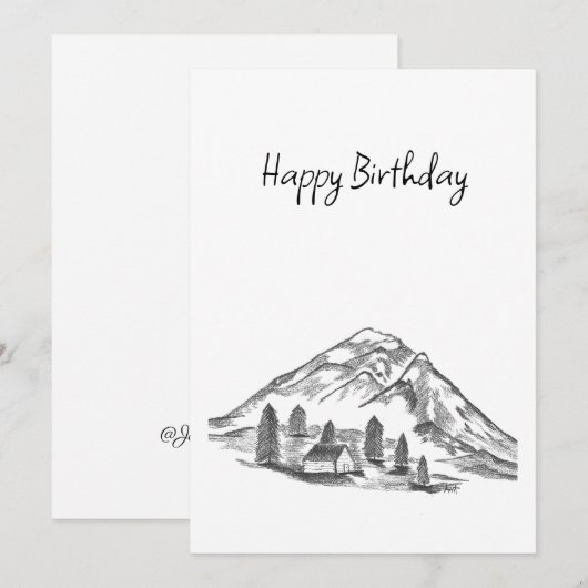 black and white sketch of Mountains シーズンカード (正面/裏面)