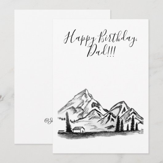 black and white sketch of Mountains シーズンカード (正面/裏面)