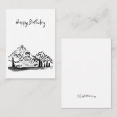 black and white sketch of Mountains ノートカード (正面/裏面)