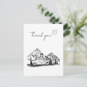 black and white sketch of Mountains ポストカード (スタンド正面)