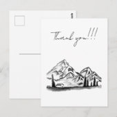 black and white sketch of Mountains ポストカード (正面/裏面)