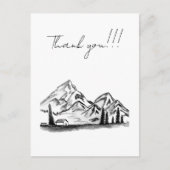 black and white sketch of Mountains ポストカード (正面)