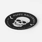 Black And White Skull And Bats Custom Halloween ペーパープレート (アングル)