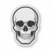 Black and White Skull Halloween Sticker シール (正面)