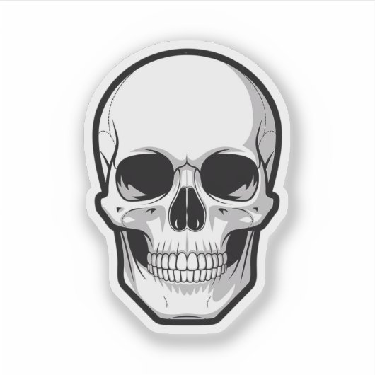 Black and White Skull Halloween Sticker シール (正面)