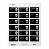 Black And White Skull Head Creepy Halloween ラベル (フルシート)