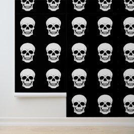 Black And White Skull Head Halloween Pattern 壁紙