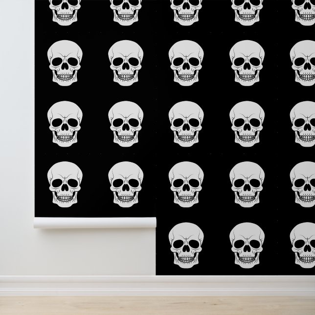 Black And White Skull Head Halloween Pattern 壁紙 (アプリケーション)