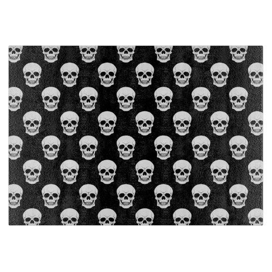 Black And White Skull Pattern Halloween カッティングボード (正面)
