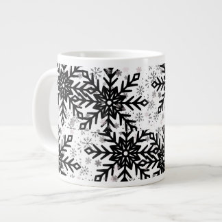 black and white snowflake mug ジャンボコーヒーマグカップ