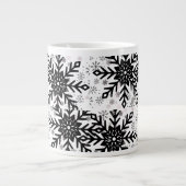 black and white snowflake mug ジャンボコーヒーマグカップ (正面)