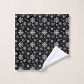 Black And White Snowflake Pattern Elegant Modern バスタオルセット (ウォッシュタオル)