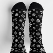 Black And White Snowflake Pattern Winter Design ソックス (上部)