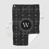 Black and White Snowflakes Pattern Monogram ゴルフタオル (インサイチュ)