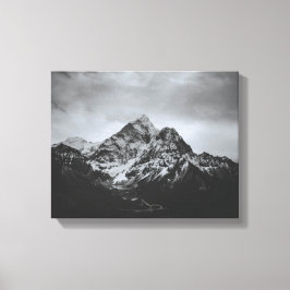 Black and white snowy mountain image on canvas キャンバスプリント