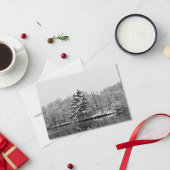 Black and White Snowy Winter Holiday Card シーズンカード
