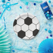 Black And White Soccer Ball Geometric Pattern  ペーパープレート (パーティー)