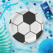 Black And White Soccer Ball Geometric Pattern  ペーパープレート (パーティー)