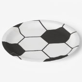 Black And White Soccer Ball Geometric Pattern  ペーパープレート (アングル)