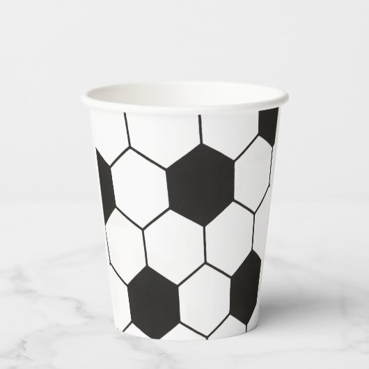 Black And White Soccer Ball Geometric Pattern  紙コップ (裏面)