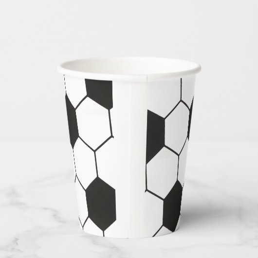 Black And White Soccer Ball Geometric Pattern  紙コップ (右)