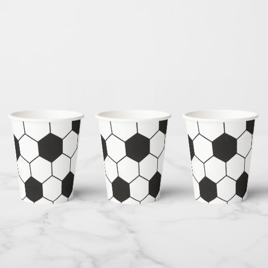 Black And White Soccer Ball Geometric Pattern  紙コップ (複数)