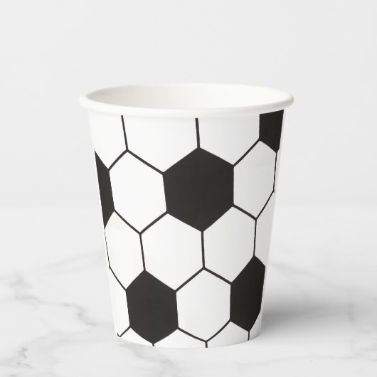Black And White Soccer Ball Geometric Pattern  紙コップ (正面)