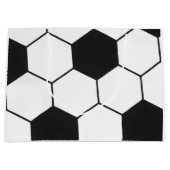Black and White Soccer Ball Pattern Geometric  ラージペーパーバッグ (正面)