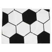 Black and White Soccer Ball Pattern Geometric  ラージペーパーバッグ (裏面)