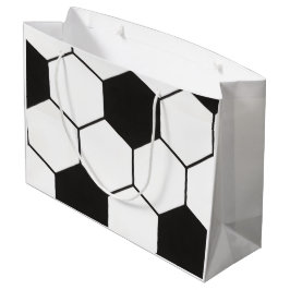 Black and White Soccer Ball Pattern Geometric  ラージペーパーバッグ