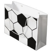 Black and White Soccer Ball Pattern Geometric  ラージペーパーバッグ (正面アングル)