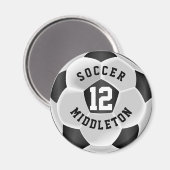 Black and White Soccer Sport Ball マグネット (正面/裏面)